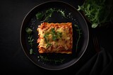 Lasagna dish. Generative AI