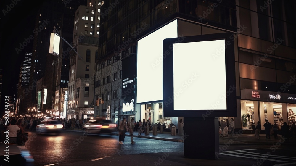 Empty billboard, Digital media. Generative AI.