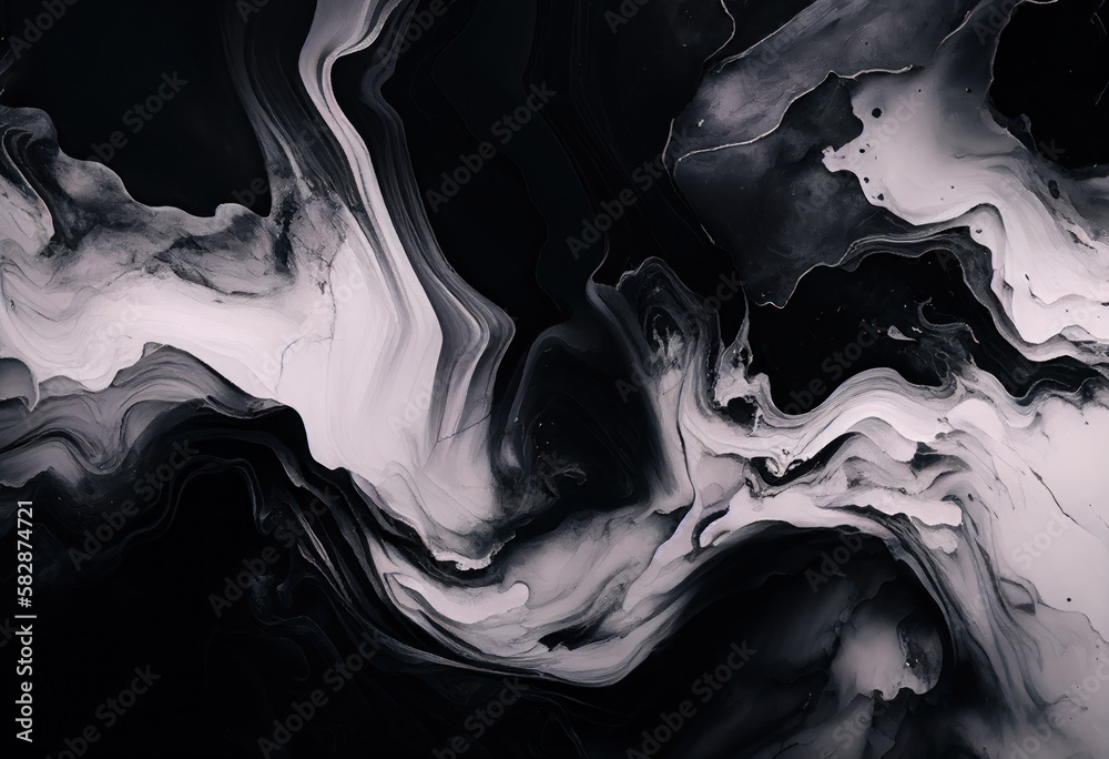 Fototapeta premium Black Marble Texture Background, Abstract Artistic Backdrop, Generative AI
