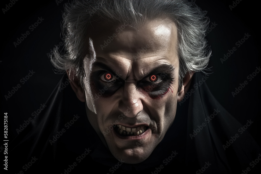 Photo & Art Print portrait of old frightening vampire man count