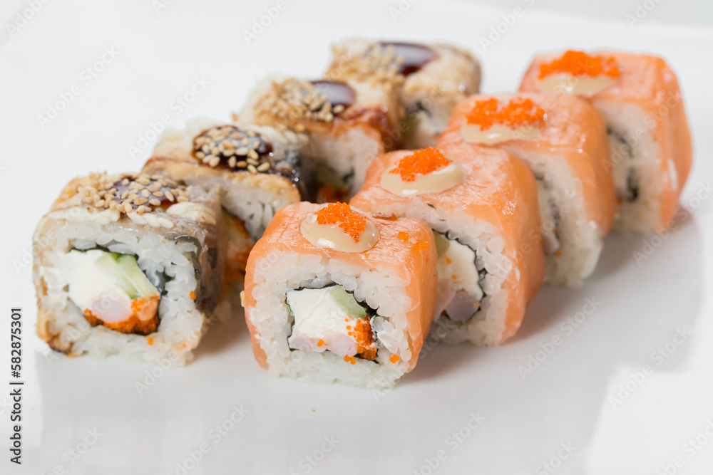 sushi on a white plate sushi on a white plate
