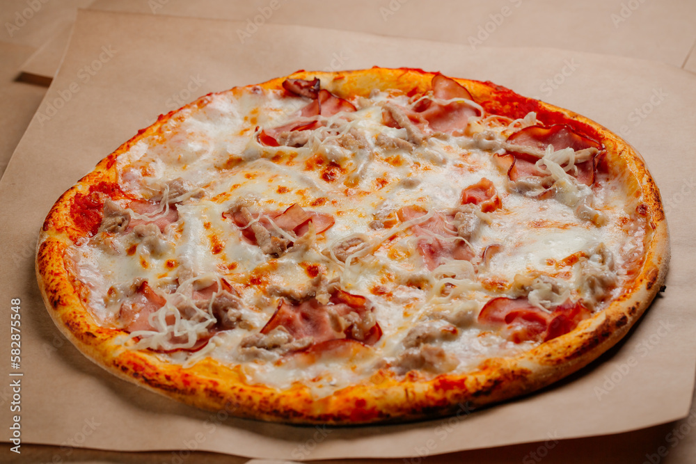 pizza with salami and cheese