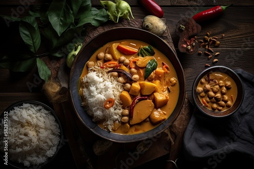 Massaman Curry Dish. Generative AI photo