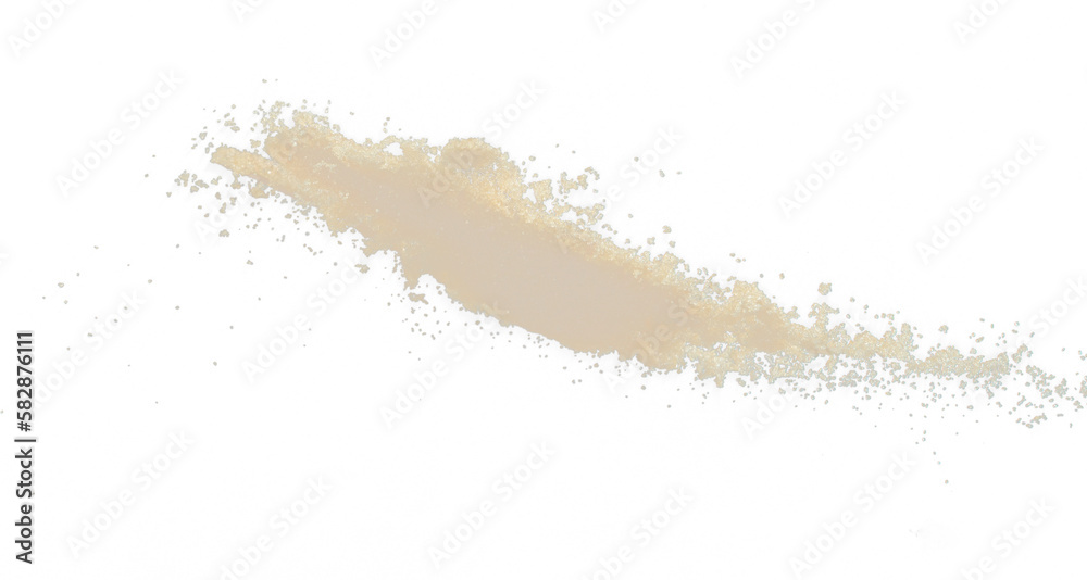 Obraz premium Brown Sugar flying explosion, brown grain sugar explode abstract cloud fly. Beautiful complete seed sugarcane splash in air, food object design. Selective focus freeze shot Black background isolated