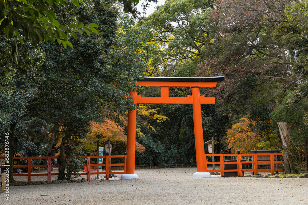 日本　京都府京都市にある賀茂御祖神社、通称下鴨神社のニの鳥居