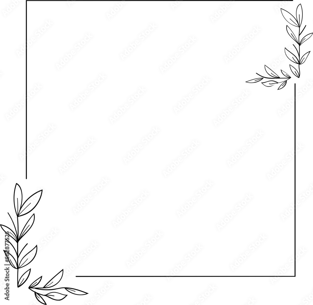 Square floral frame element Square floral frame element