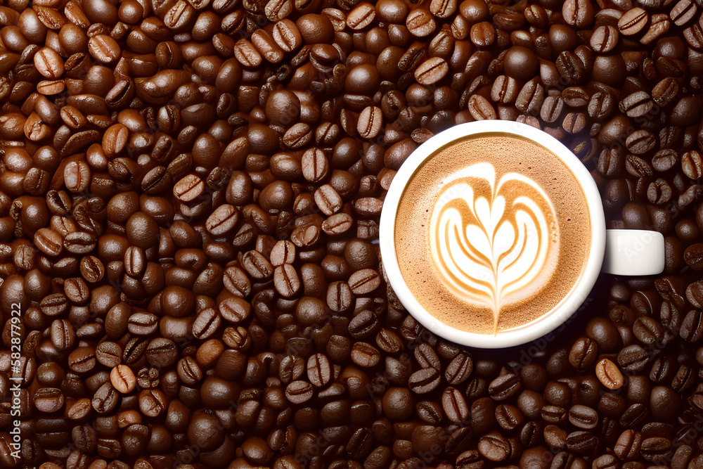 Fototapeta premium Coffee cup and coffee beans.