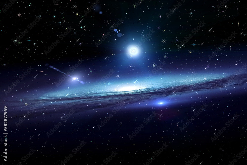 night starry sky moon light on deep space,nebula cosmic background