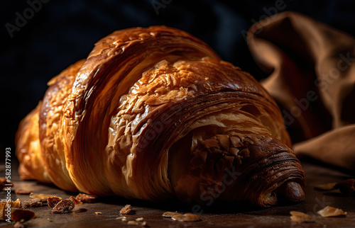 Croissant close up. Generative AI