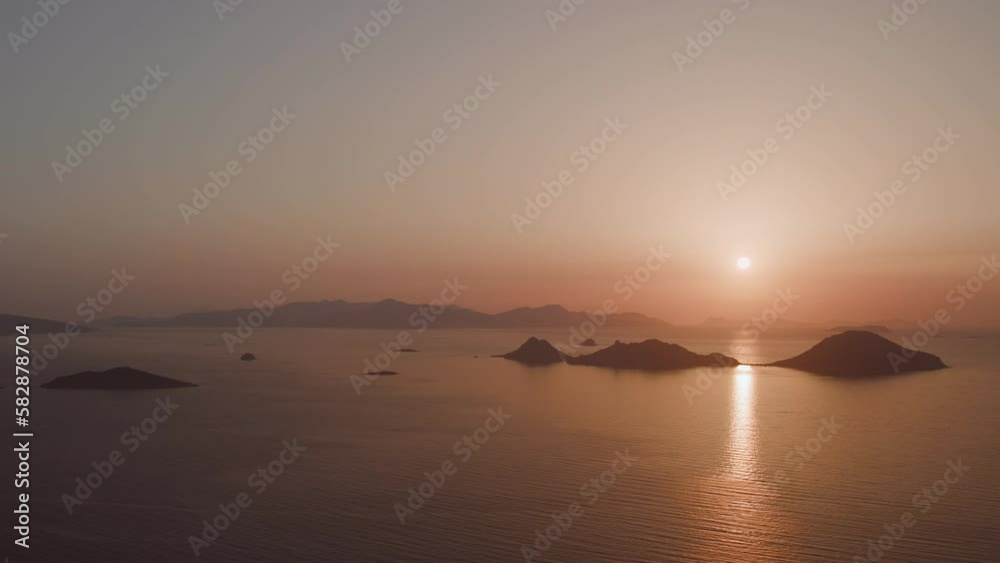 Sunset over the islands in Bodrum town, Türkiye. Sunset over the islands in Bodrum town, Türkiye.