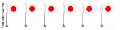 Realistic various Japanese table flags on a black steel pole. Souvenir from Japan. Desk flag made of paper or fabric, shiny metal stand. Mockup for promotion and advertising. Vector illustration Free Download Realistic various Japanese table flags on a black steel pole. Souvenir from Japan. Desk flag made of paper or fabric, shiny metal stand. Mockup for promotion and advertising. Vector illustration - GFXLoad