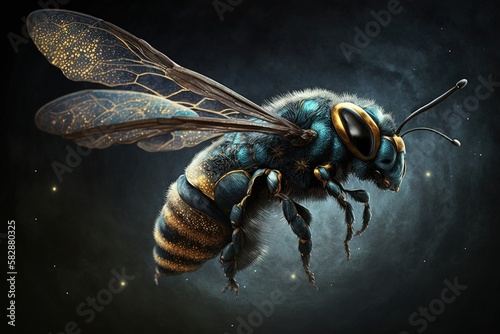 A Spellbinding Vision - The Magical Flight of a Fantastical Wasp Generative AI © pngking