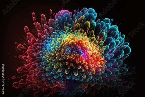 An Explosion of Flamboyant Colors: A Celestial Neon Flower Power Moment Generative AI © pngking