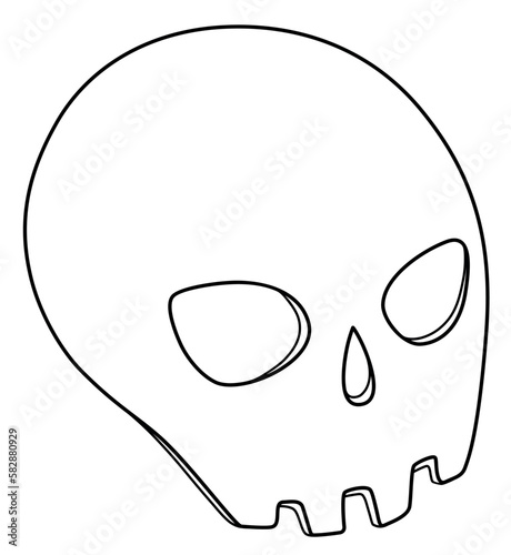 Hand-drawn vector illustration of a creepy skull for decorating Halloween parties with terror and style, created in outline technique