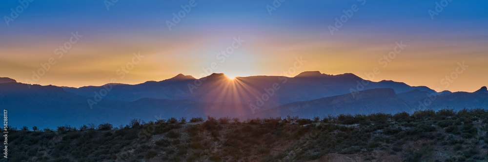 Sunrise with mountains of the  Sierra Ancha Wilderness area.