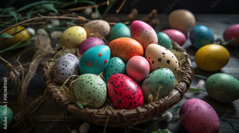 Easter background with empty copyspace, Generative AI Easter background with empty copyspace, Generative AI