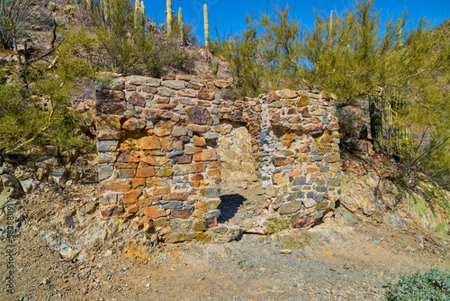 Ruined stone structure along Gould Mine Trail in Saguaro National Park, Tucson Arizona. photo