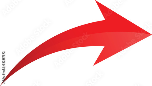 Red Arrow Right 3d Sign Icon Isolated on White Background. Arrow icon Illustration direction symbol. curved red arrow sign. 