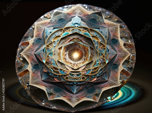 Fractal mandala Sacred geometry background created with Generative AI technology