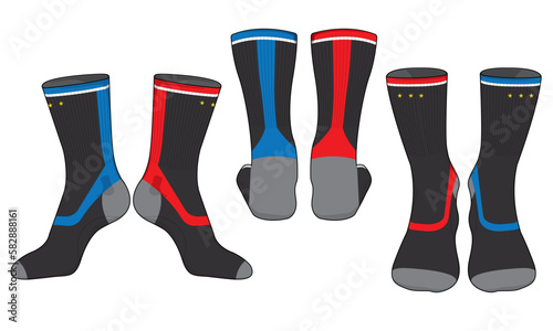 Socks template vector set, isolated
