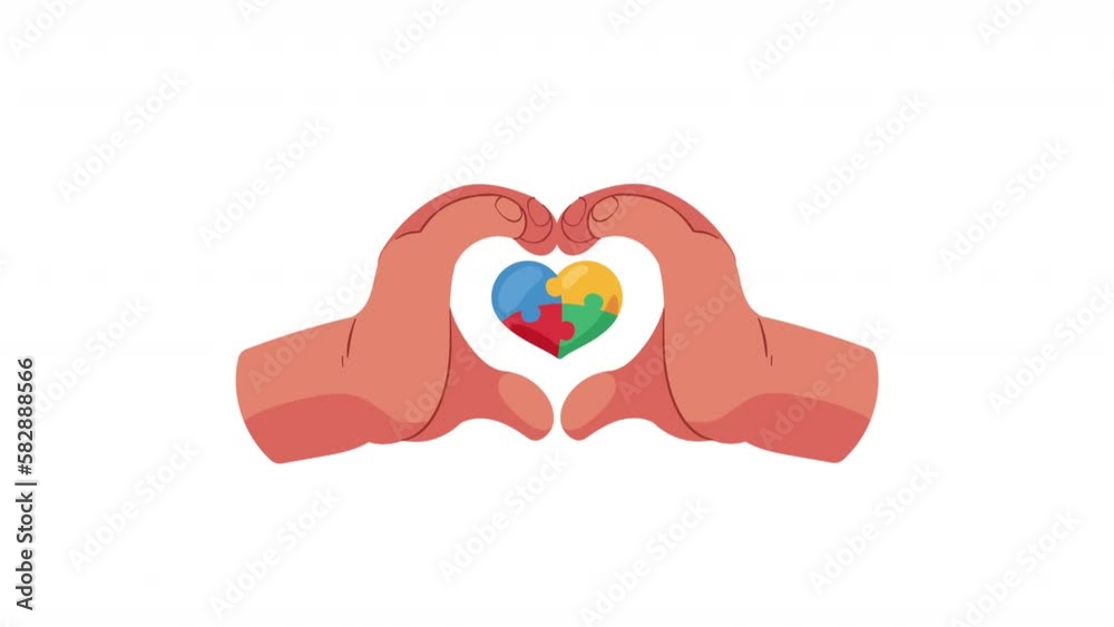 hands forming heart with puzzle piece animation hands forming heart with puzzle piece animation