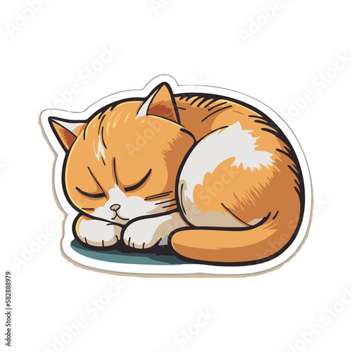 A sleeping cat with its head resting on its paws