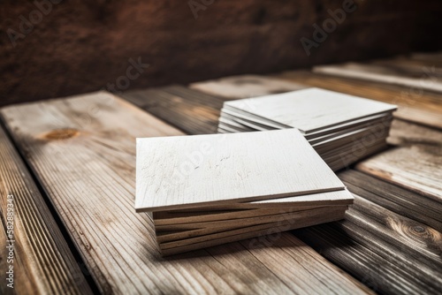 On a wooden surface, there are blank business cards. Generative AI