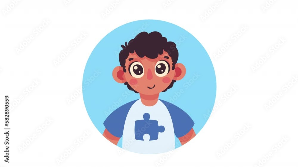 austism boy with puzzle shirt animation austism boy with puzzle shirt animation