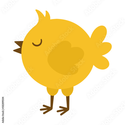 Illustration of a cartoon cute chick. Easter chick symbol. Cute chick with closed eyes.