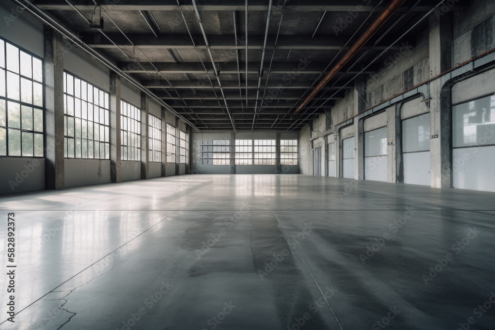 Illustration of a empty concrete warehouse - Created with Generative ai Illustration of a empty concrete warehouse - Created with Generative ai