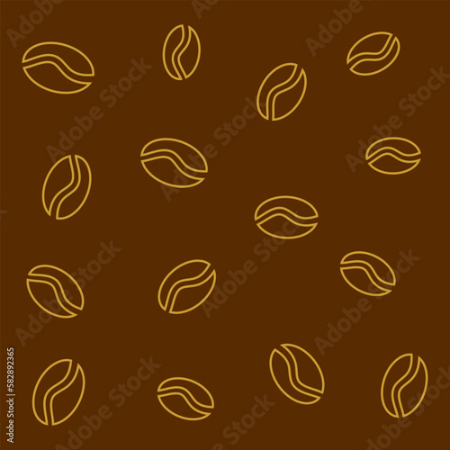 Seamless coffee beans pattern for coffee shop. Vector seamless pattern with coffee beans on brown background in retro style.