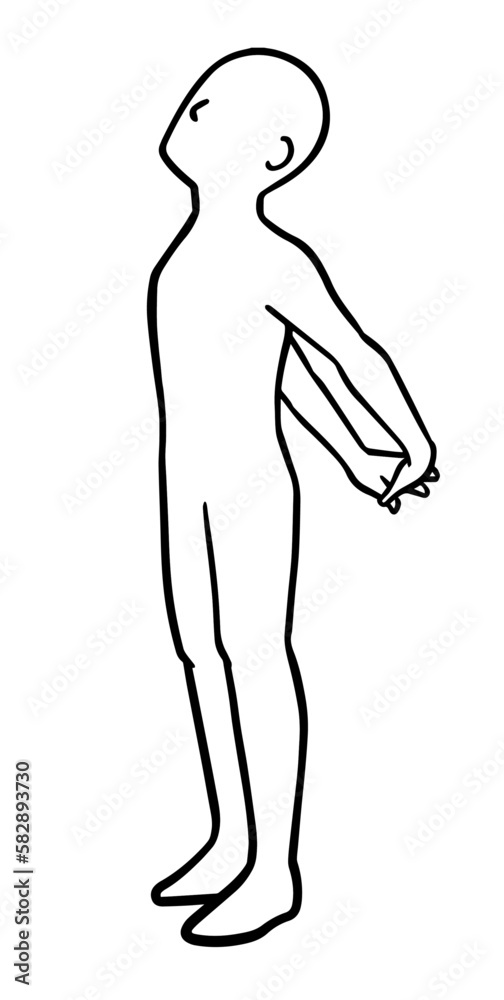 Naklejka premium 大胸筋のストレッチをする人、シルエット