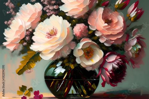 Floral Bouquet Vase Painting