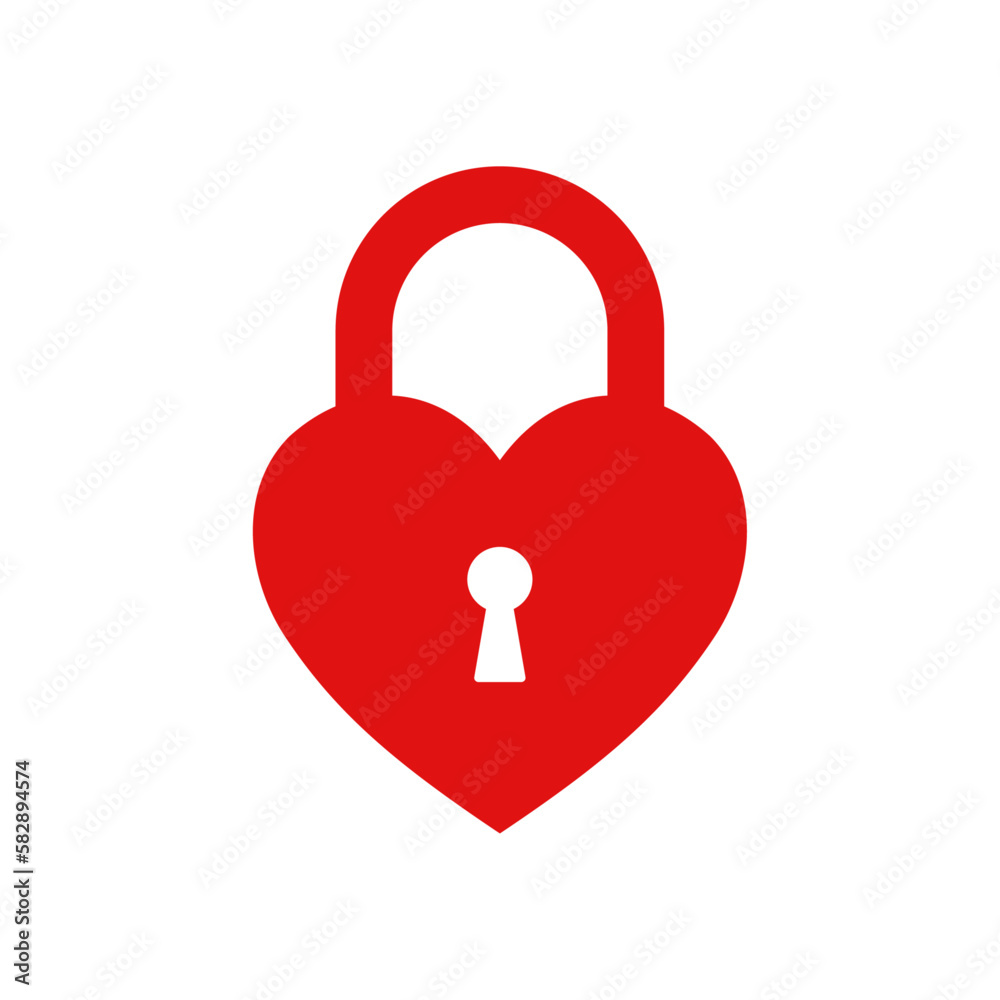 Red heart lock icon
