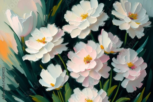 White Floral Painting