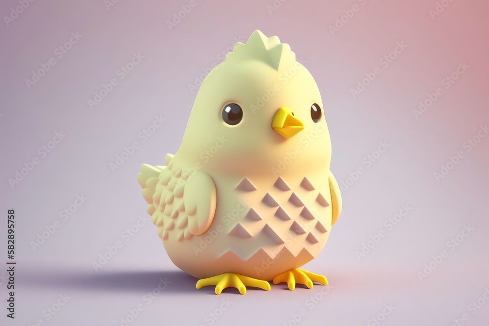 Cartoon Chicken, soft pastel color, perfectly detailed entire body. 3D ...