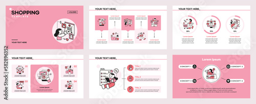 people are shopping. Online e-commerce. Presentation leaflet brochure template set