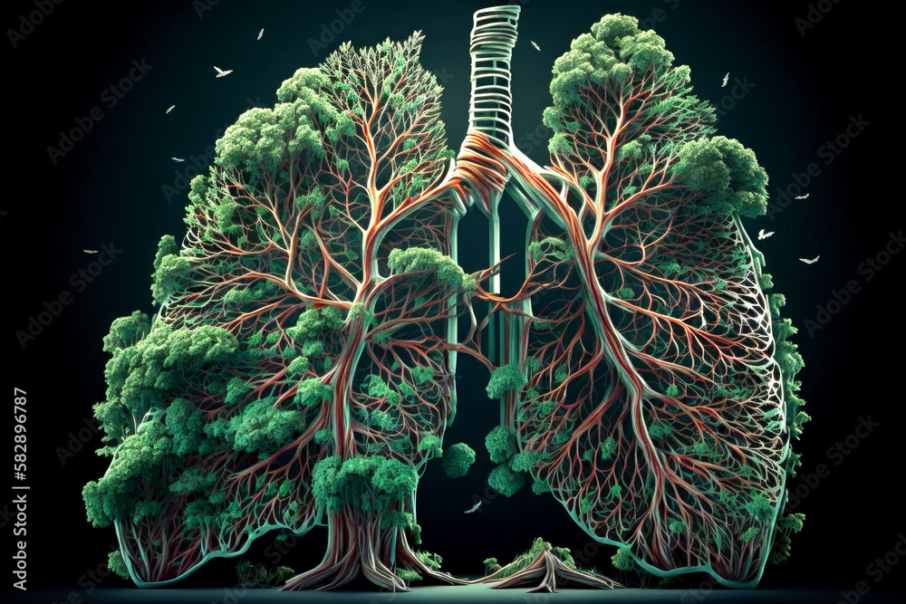 ภาพประกอบสต็อก The green lungs of the Earth. Shape of the lung