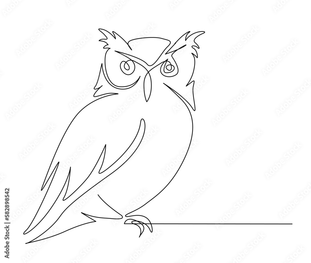 Continuous One Line Drawing Of Owl Bird Simple Barn Owl Line Art Continuous One Line Drawing Of Owl Bird Simple Barn Owl Line Art