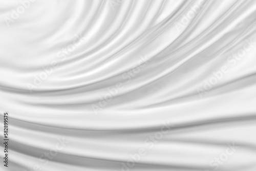 Shiny plain white cloth 3D with ripple-like wrinkles
