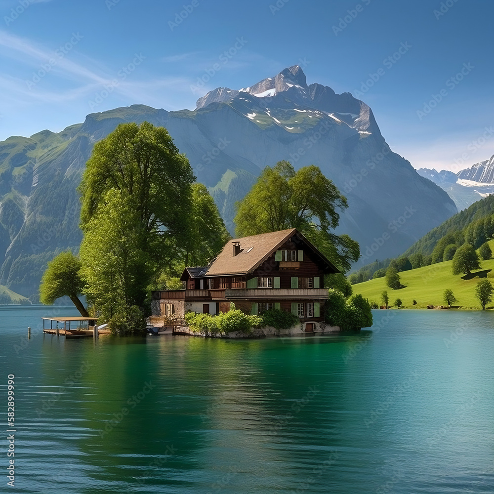 Lakeside Elegance: A Mountain Lake Masterpiece