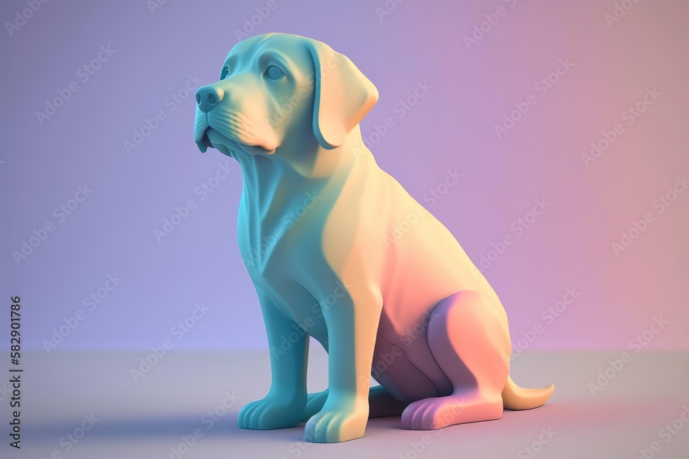 3D Labrador retriever Avatar with Exquisite Detailing and Soft Pastel Coloring in Cartoon Style - obrazy, fototapety, plakaty 