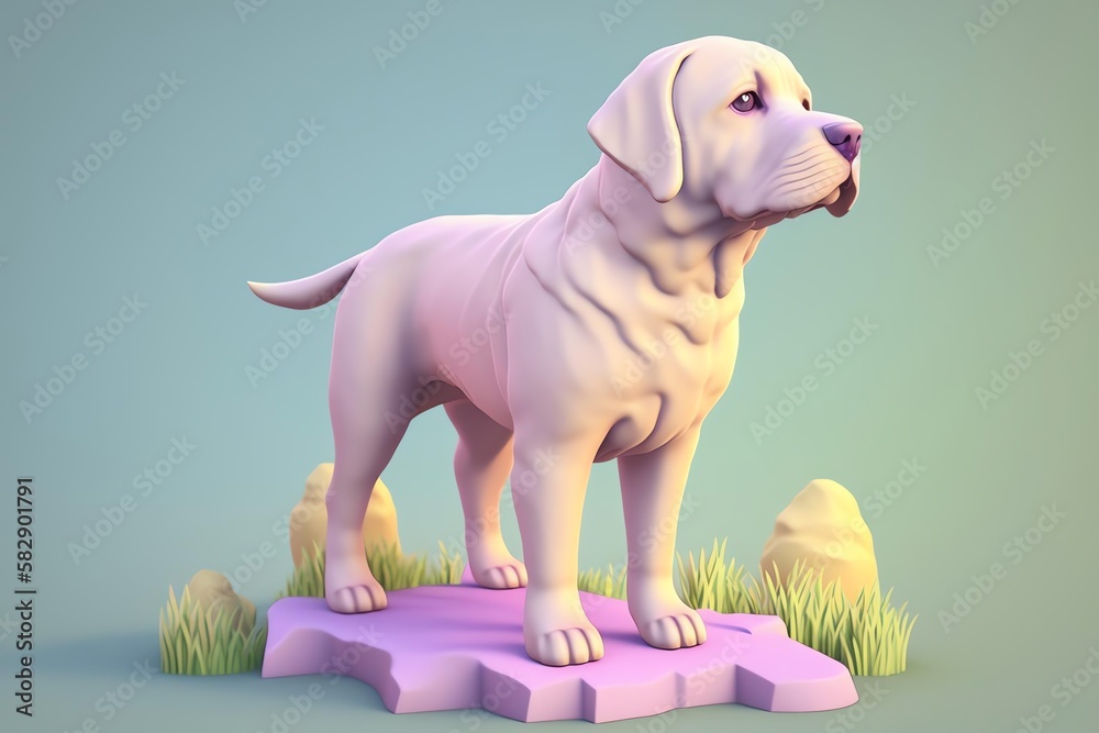 3D Labrador retriever Avatar with Exquisite Detailing and Soft Pastel Coloring in Cartoon Style - obrazy, fototapety, plakaty 