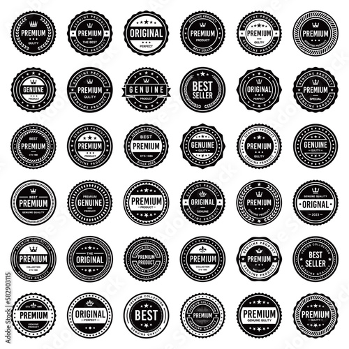 Classic Vintage Retro Premium Vector Badge, Emblem, Logo, Label, Sticker, Stamp, Symbol, Seal, Banner Frame Collection Set