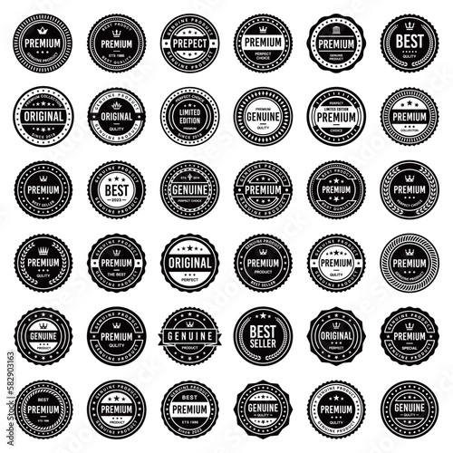 Classic Vintage Retro Premium Vector Badge, Emblem, Logo, Label, Sticker, Stamp, Symbol, Seal, Banner Frame Collection Set