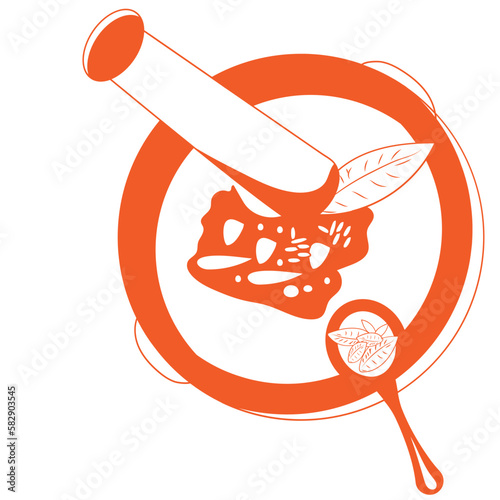 Mortar pestle and herbs silhouette