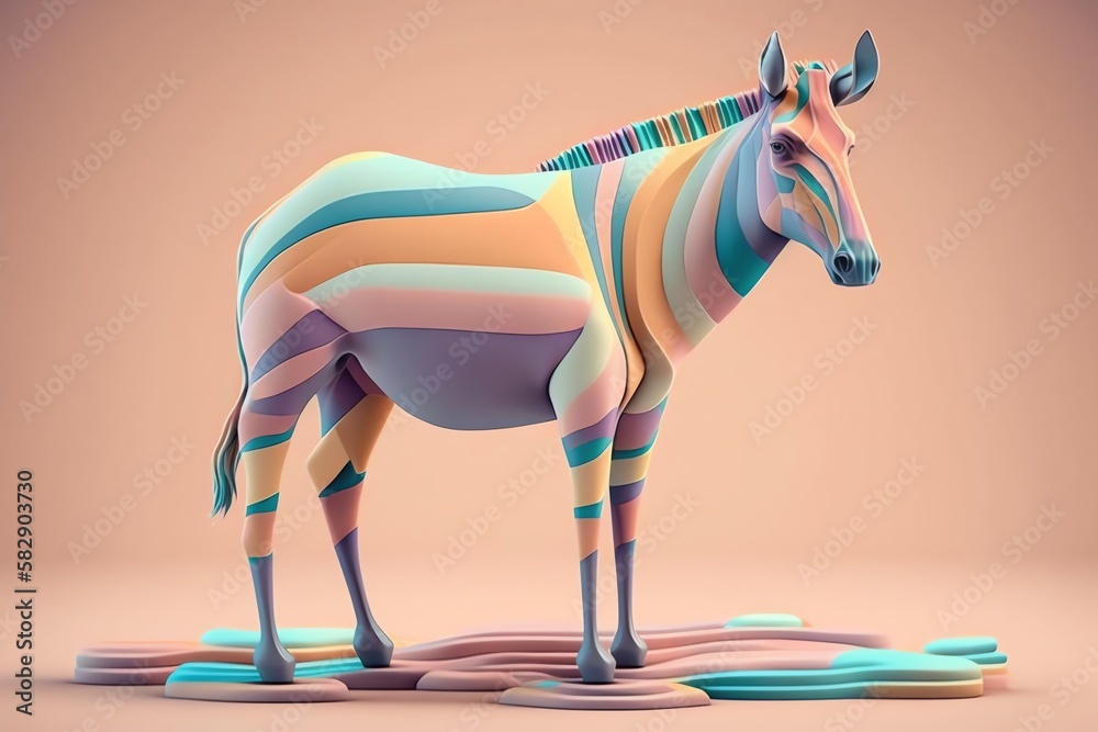 3D Okapi Avatar with Exquisite Detailing and Soft Pastel Coloring in Cartoon Style - obrazy, fototapety, plakaty 