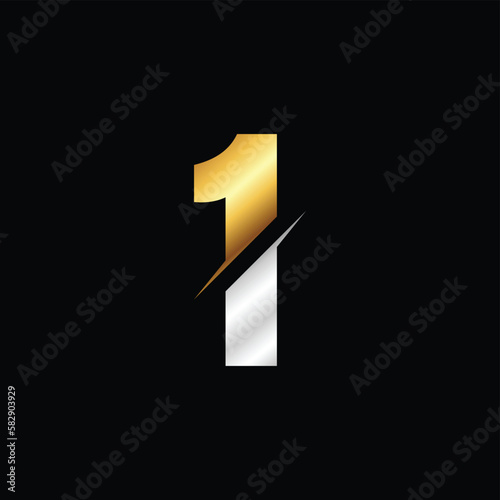 1 Number Luxury Logo Design Template Inspiration, Vector Illustration.