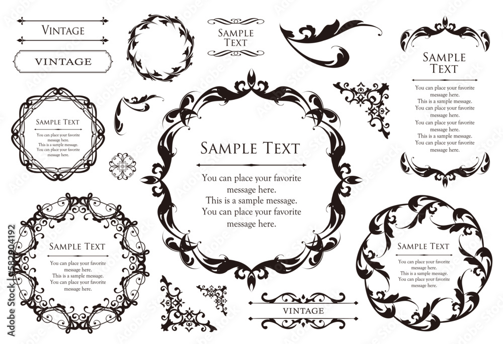 Fashionable frame. Design template. A set of gorgeous foreheads.
Fashionable frame. Design template. A set of gorgeous foreheads.