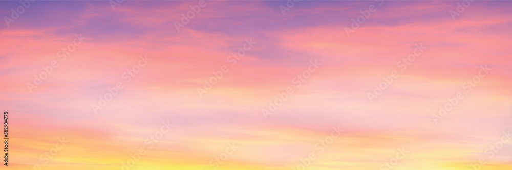 Panoramic view of the sunset sky, vector background